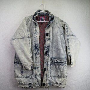Rock Creek Jacket‎ Womens Large Light Blue Acid Wash Denim Paisley Lined Quilted